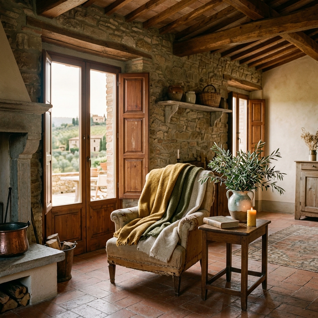 Casa di campagna italiana con interni caldi e accoglienti