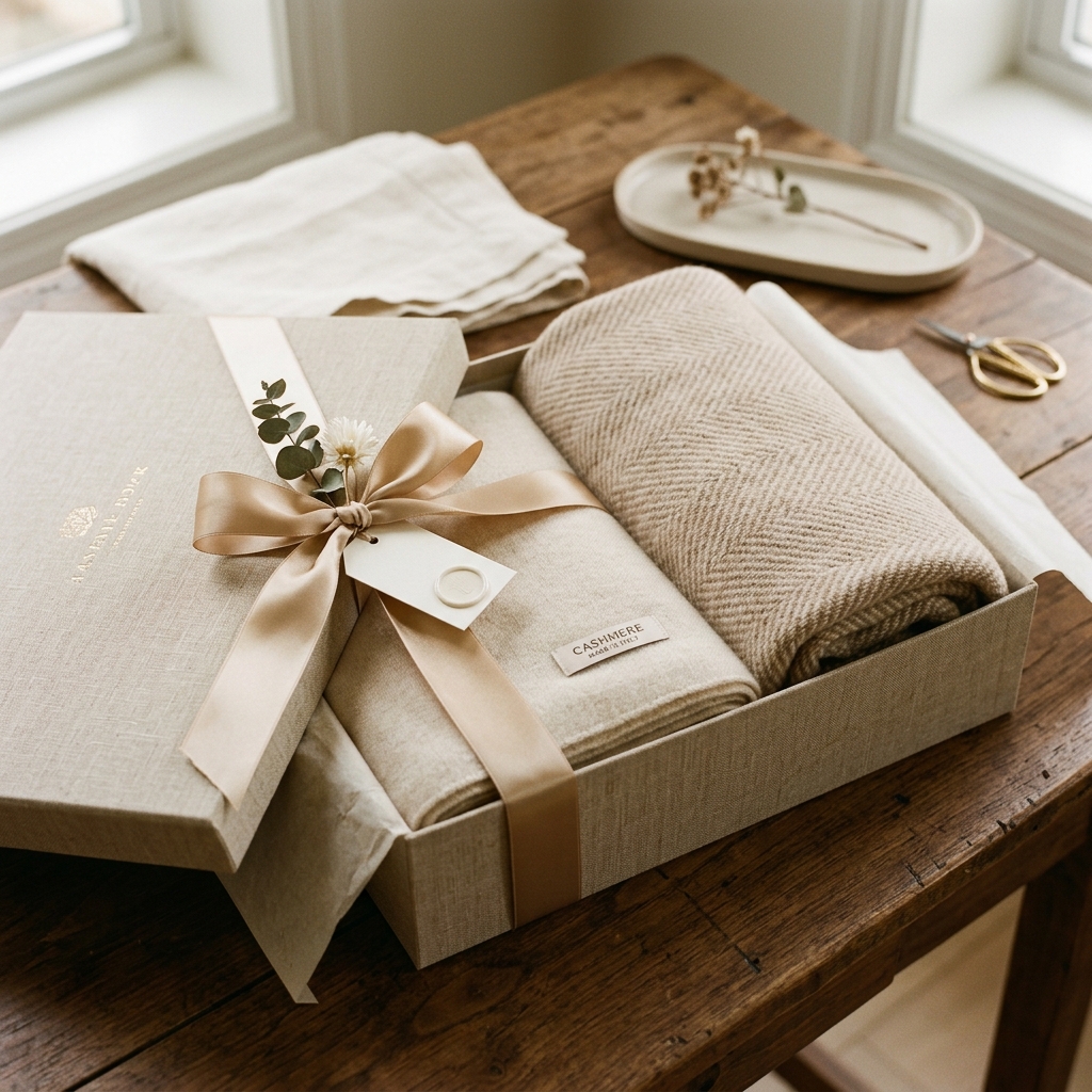 Idee regalo con tessili italiani premium in confezione elegante